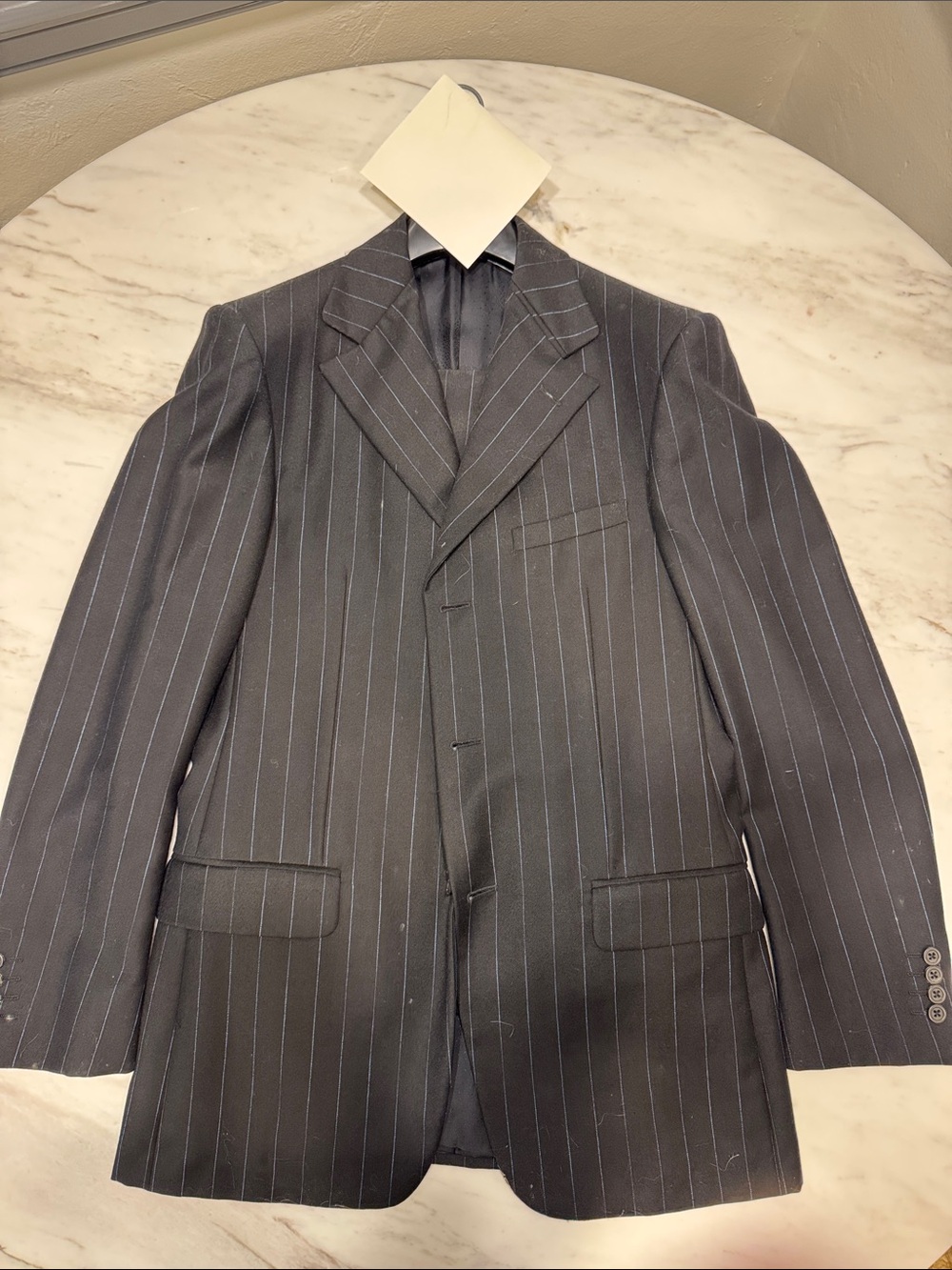 Versace Men's Navy Pinstripe Blazer - Classic Tailored Suit